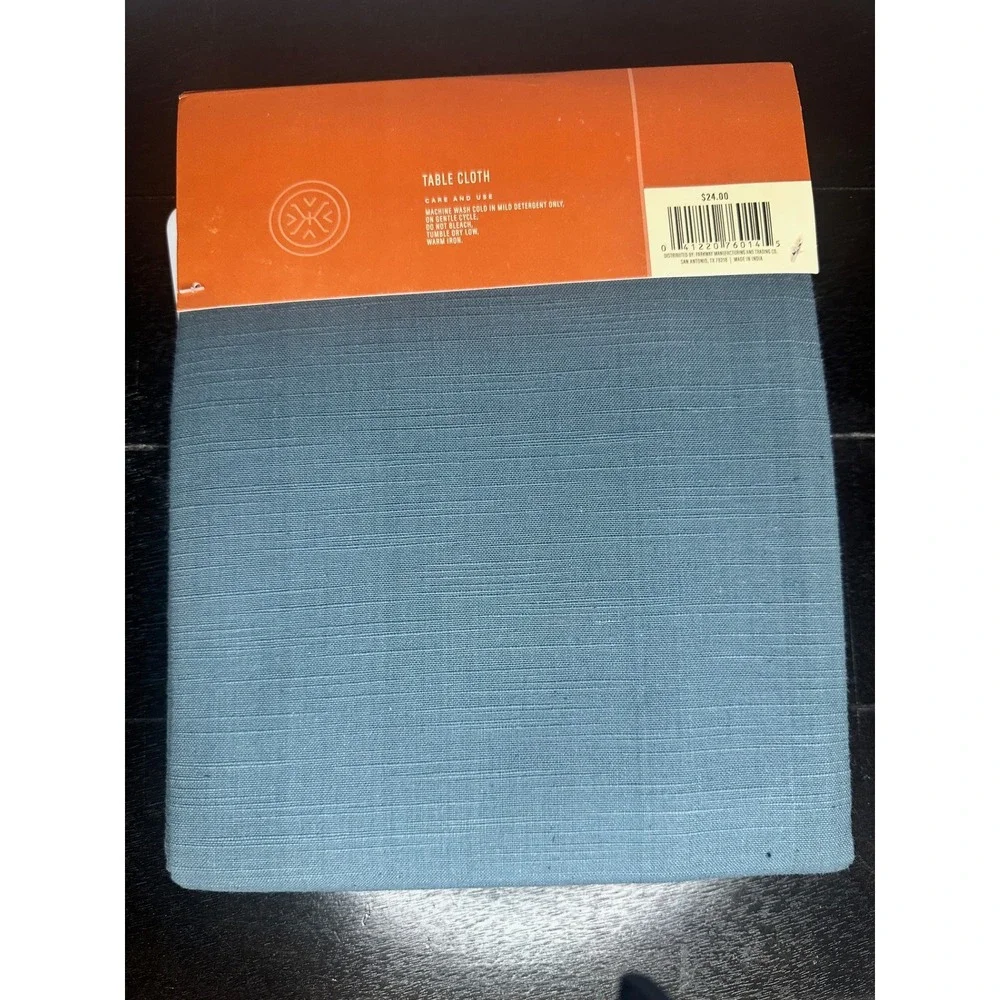 Haven Key Blue Rectangle Tablecloth 60X104 Linen Blend Textured Accent